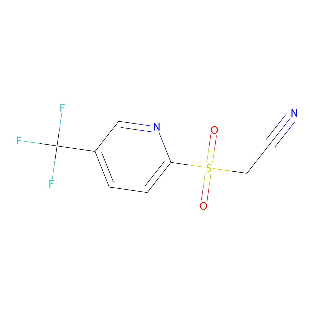 2-([5-(Trifluoromethyl)-2-pyridyl]sulfonyl)acetonitrile molecular structure, CAS 845266-24-2