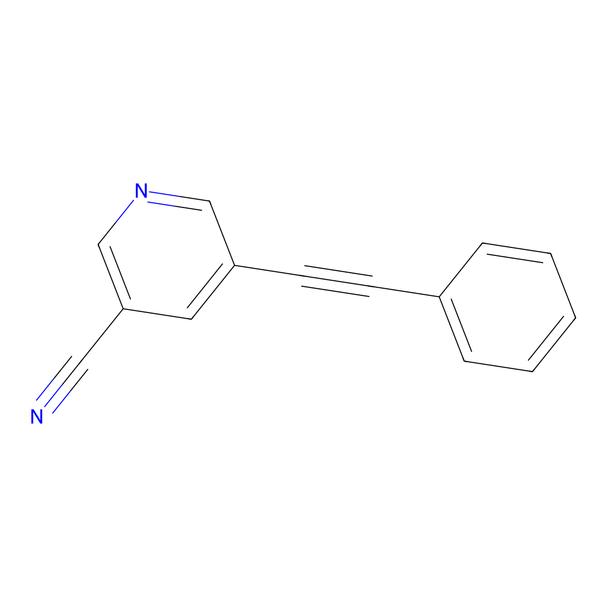5-(2-Phenylethynyl)nicotinonitrile molecular structure, CAS 845266-26-4
