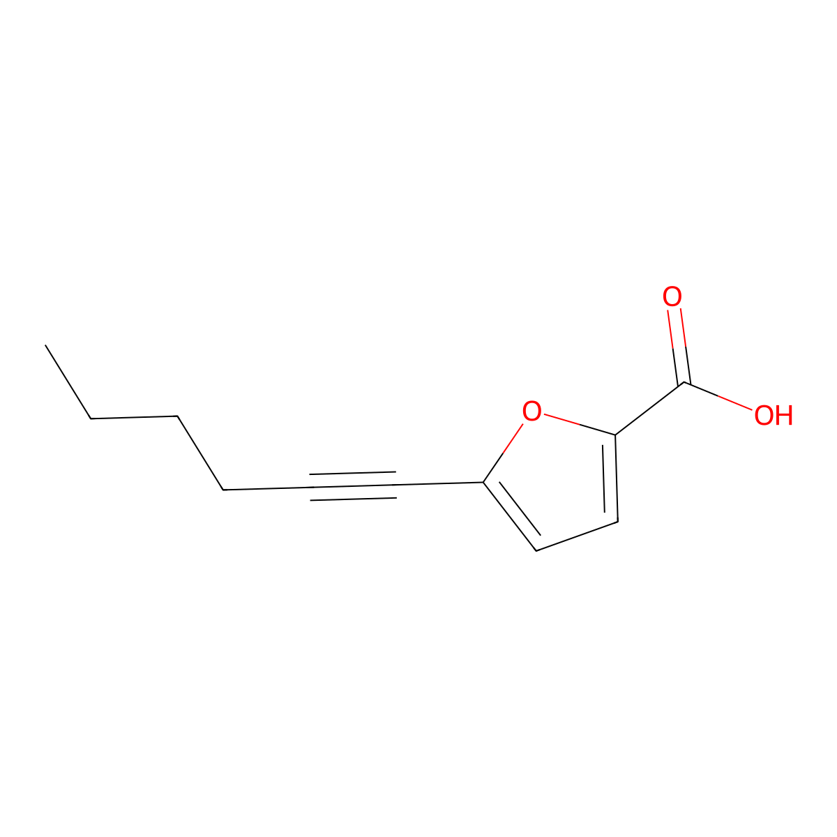 5-Hex-1-ynyl-2-furoic acid molecular structure, CAS 845266-30-0