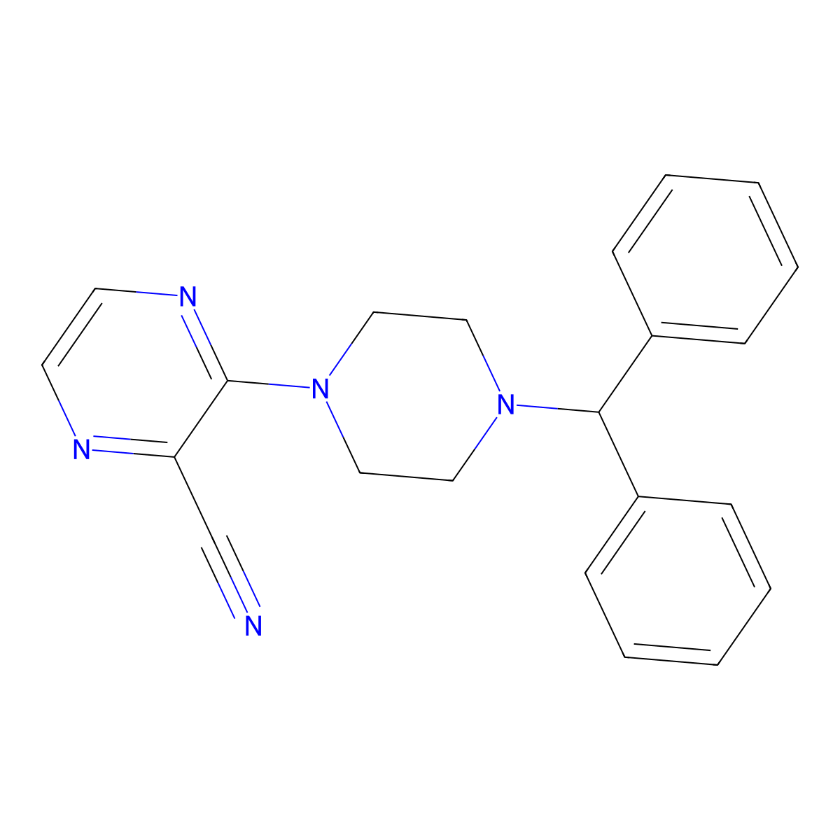 3-(4-Benzhydrylpiperazino)pyrazine-2-carbonitrile molecular structure, CAS 845266-31-1