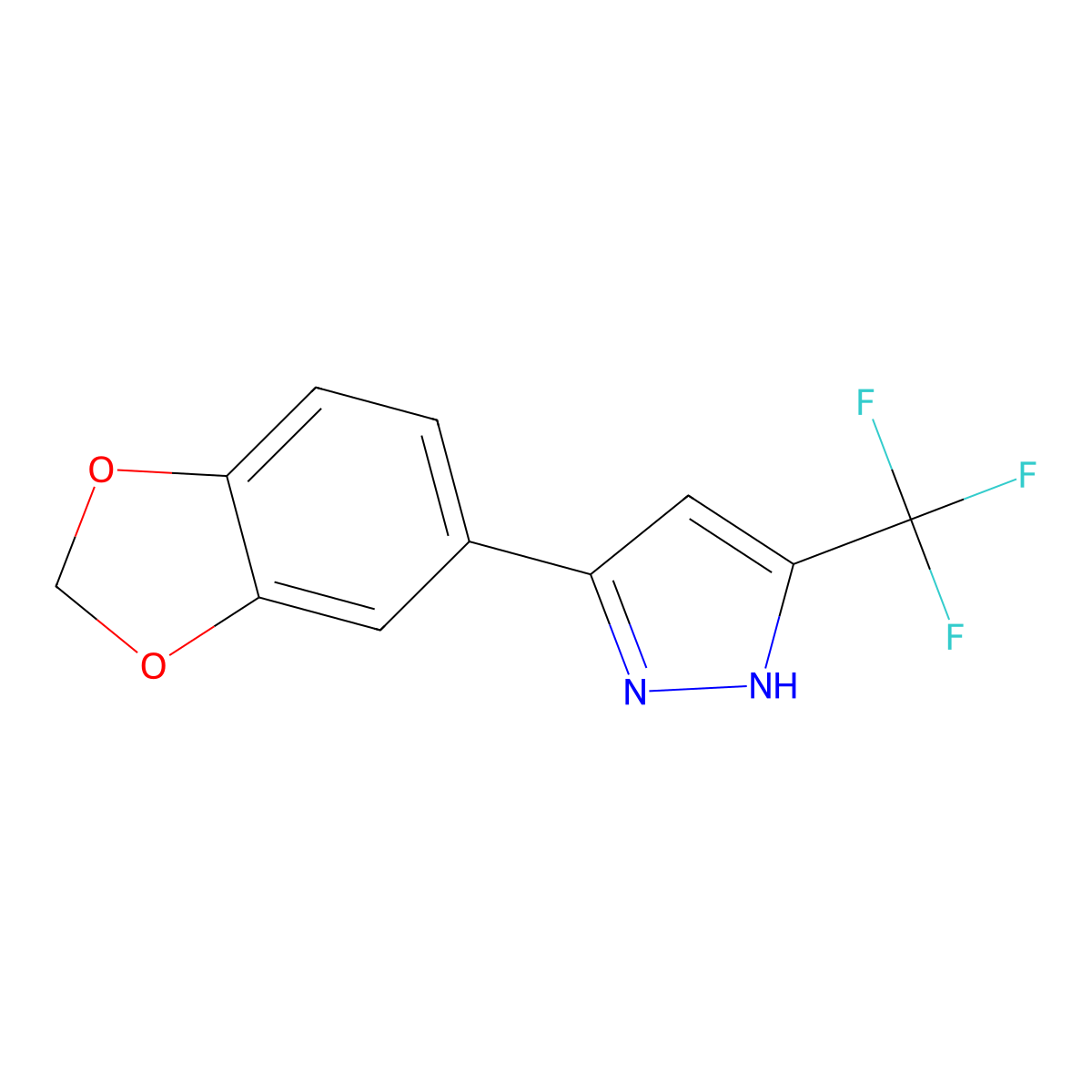 3-(1,3-benzodioxol-5-yl)-5-(trifluoromethyl)-1H-pyrazole molecular structure, CAS 845266-32-2