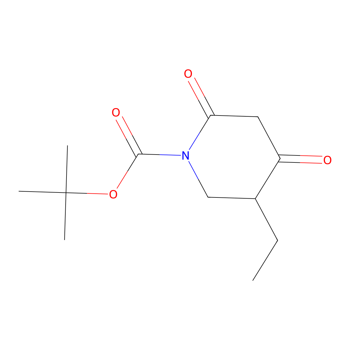 Tert-butyl 5-ethyl-2,4-dioxopiperidine-1-carboxylate molecular structure, CAS 845267-80-3