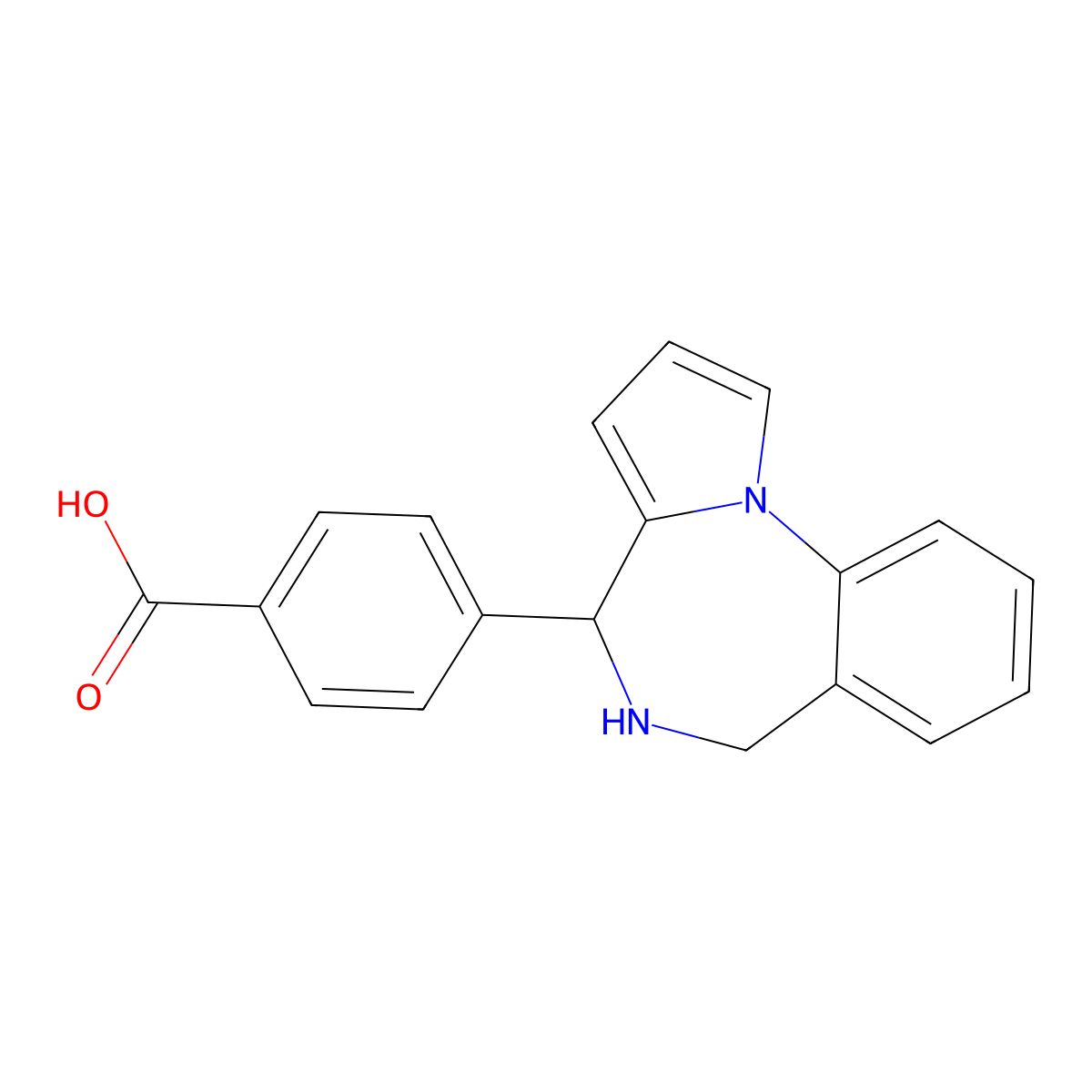 4-(5,6-dihydro-4H-pyrrolo[1,2-a][1,4]benzodiazepin-4-yl)benzoic acid molecular structure, CAS 845288-09-7