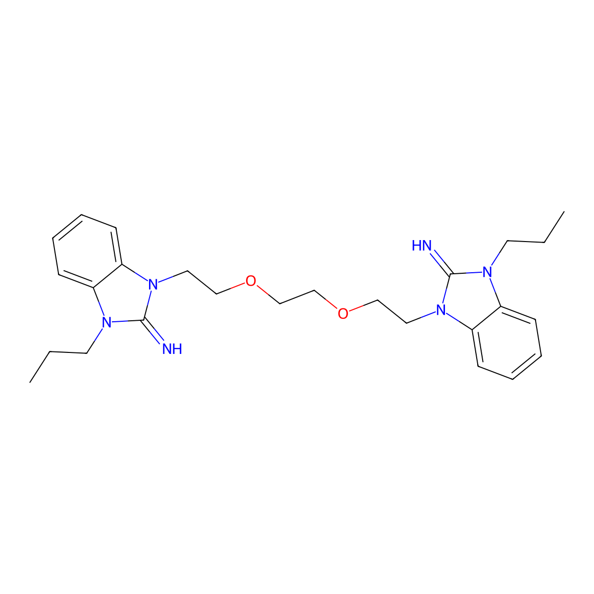 1-[2-[2-[2-(2-Imino-3-propylbenzimidazol-1-yl)ethoxy]ethoxy]ethyl]-3-propylbenzimidazol-2-imine molecular structure, CAS 845288-78-0