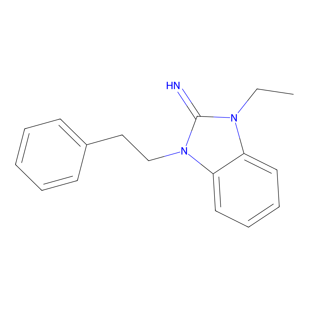 1-ethyl-3-(2-phenylethyl)-1,3-dihydro-2H-benzimidazol-2-imine molecular structure, CAS 845288-83-7