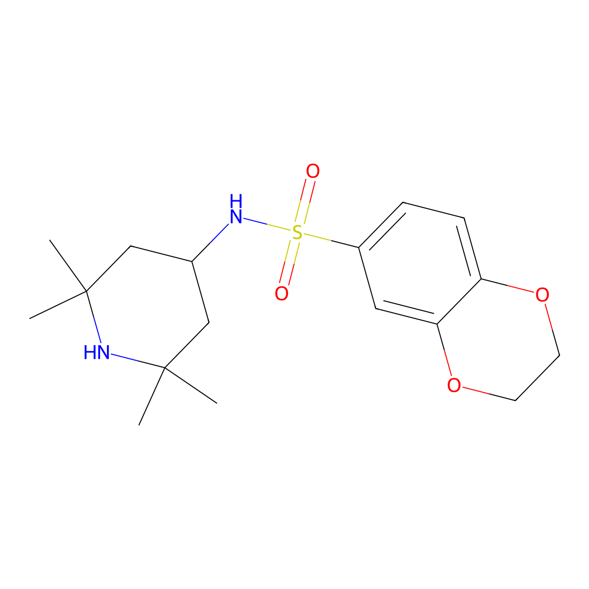 N-(2,2,6,6-tetramethylpiperidin-4-yl)-2,3-dihydro-1,4-benzodioxine-6-sulfonamide molecular structure, CAS 845289-06-7