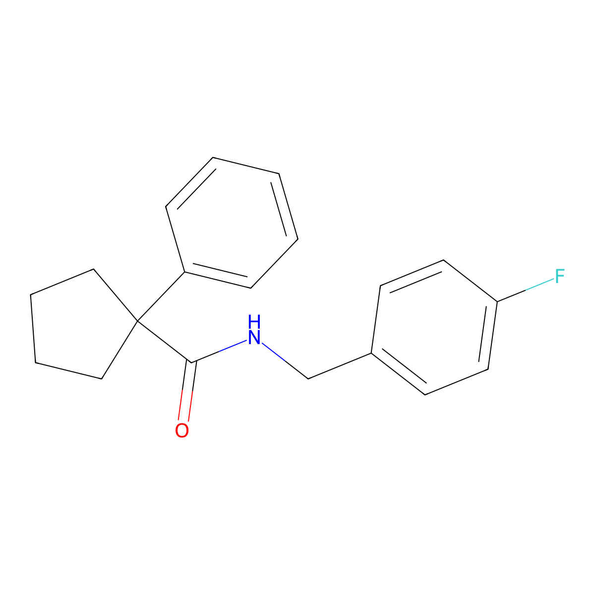 N-[(4-fluorophenyl)methyl]-1-phenylcyclopentane-1-carboxamide molecular structure, CAS 845290-98-4