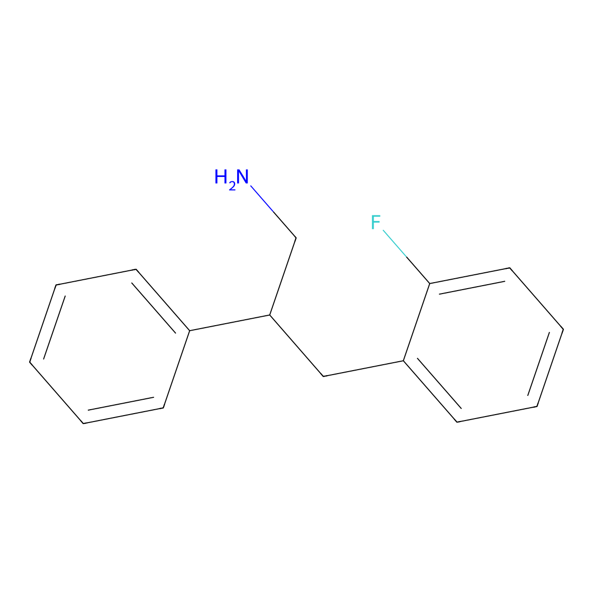 3-(2-Fluorophenyl)-2-phenylpropan-1-amine molecular structure, CAS 845291-10-3