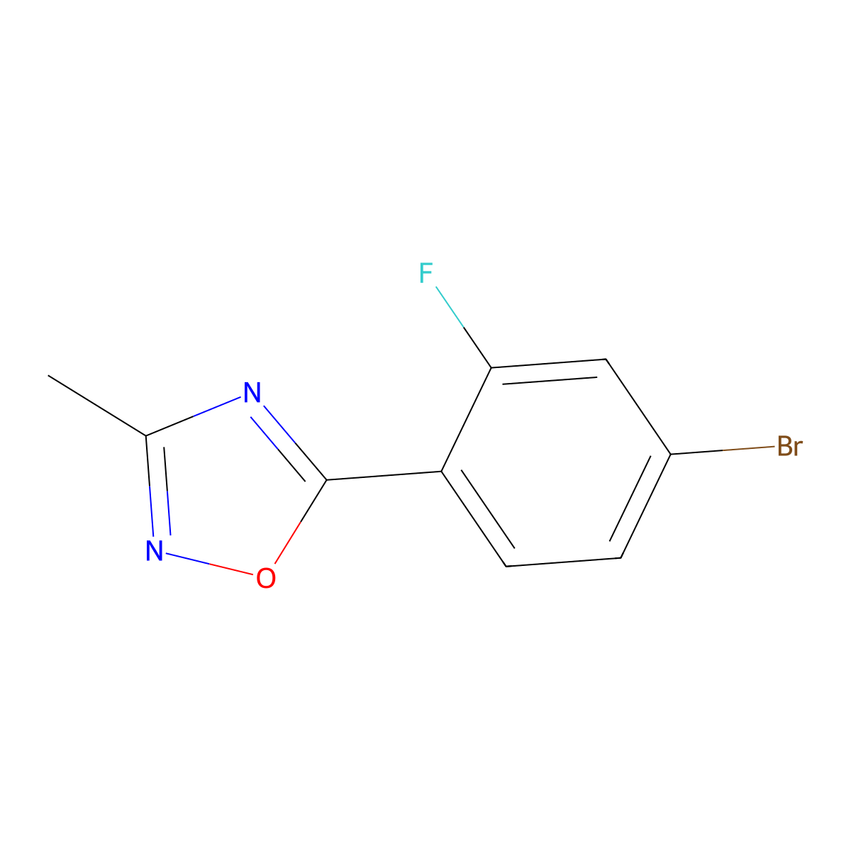 5-(4-Bromo-2-fluorophenyl)-3-methyl-1,2,4-oxadiazole molecular structure, CAS 845306-17-4