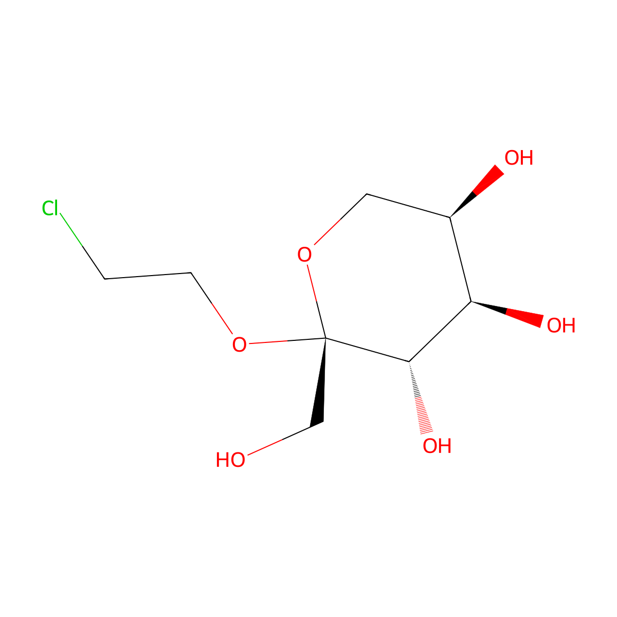 (2S,3S,4R,5R)-2-(2-Chloroethoxy)-2-(hydroxymethyl)tetrahydro-2H-pyran-3,4,5-triol molecular structure, CAS 84543-36-2