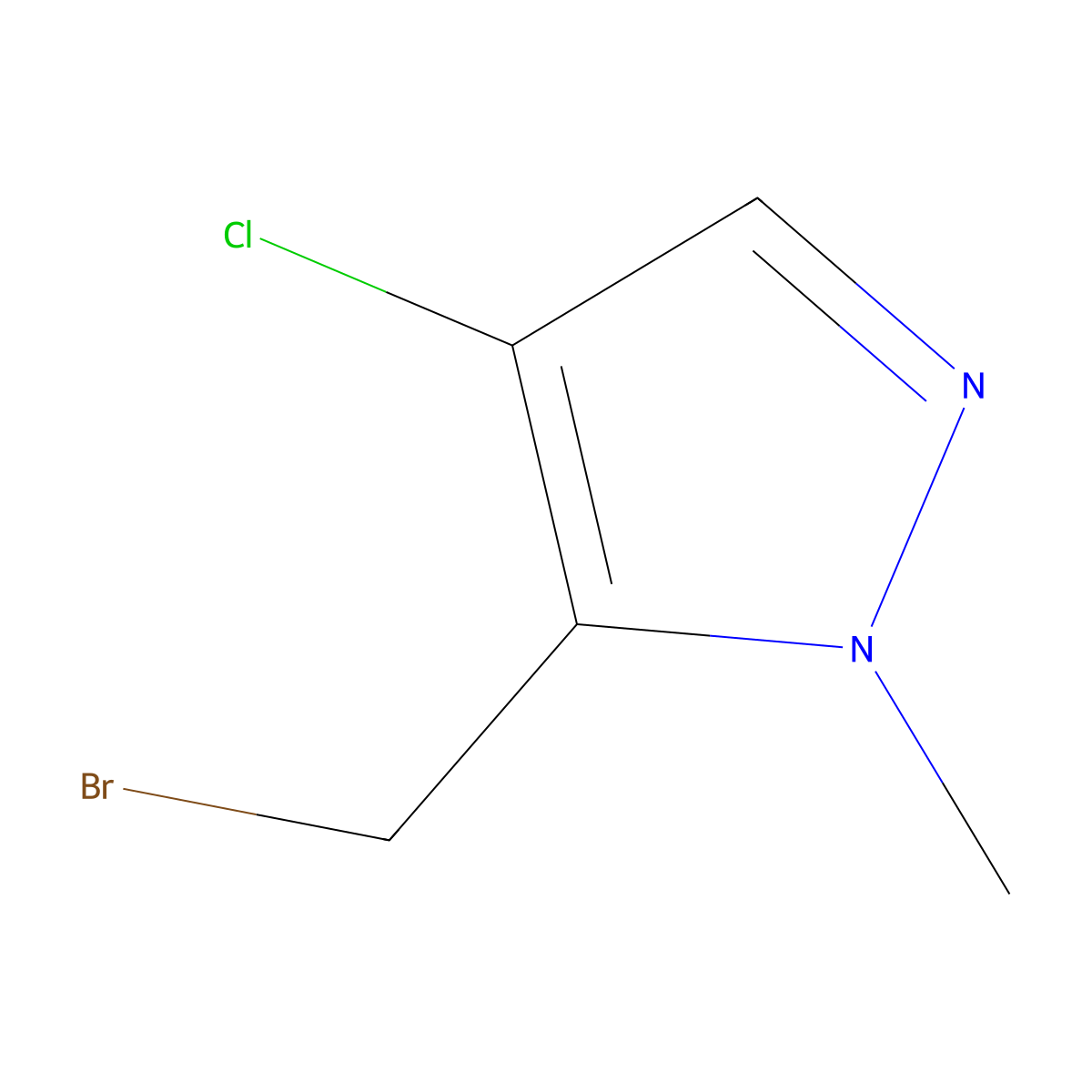 5-(bromomethyl)-4-chloro-1-methyl-1H-pyrazole molecular structure, CAS 84547-58-0