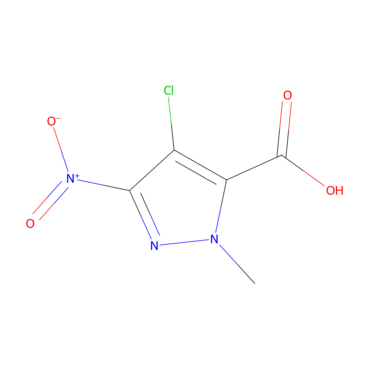 4-chloro-1-methyl-3-nitro-1H-pyrazole-5-carboxylic acid molecular structure, CAS 84547-88-6