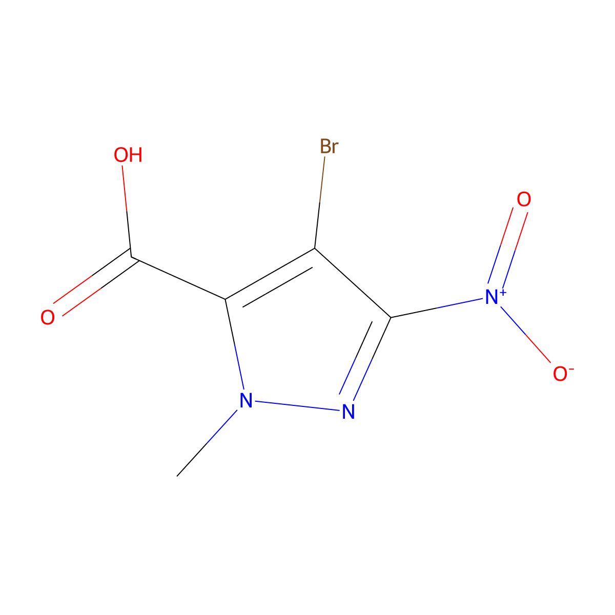 4-bromo-1-methyl-3-nitro-1H-pyrazole-5-carboxylic acid molecular structure, CAS 84547-89-7