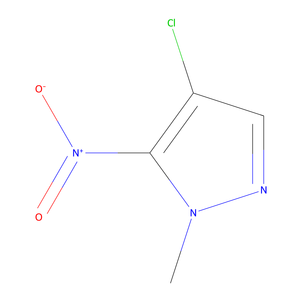 4-chloro-1-methyl-5-nitro-1H-pyrazole molecular structure, CAS 84547-95-5