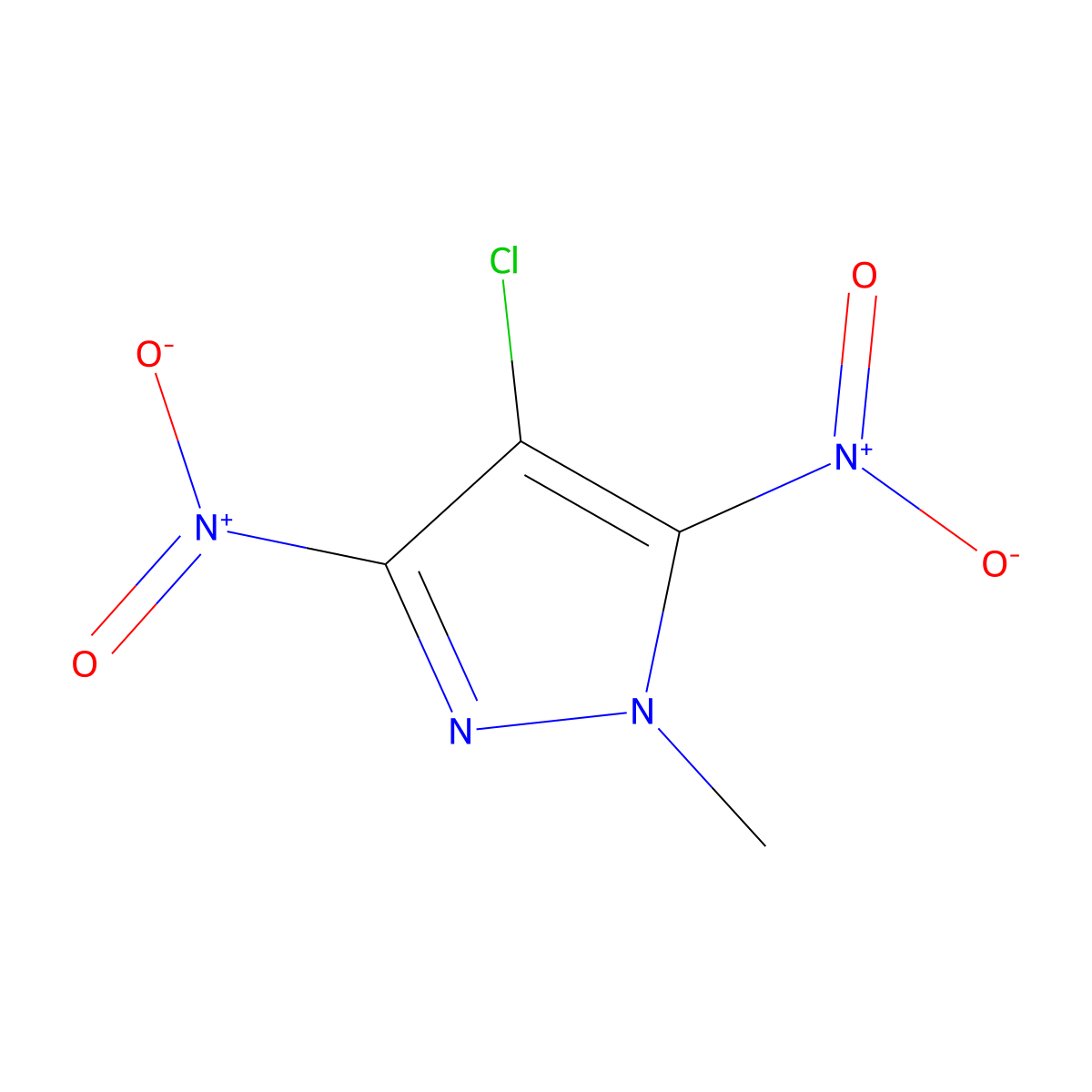 4-Chloro-1-methyl-3,5-dinitro-1H-pyrazole molecular structure, CAS 84547-96-6