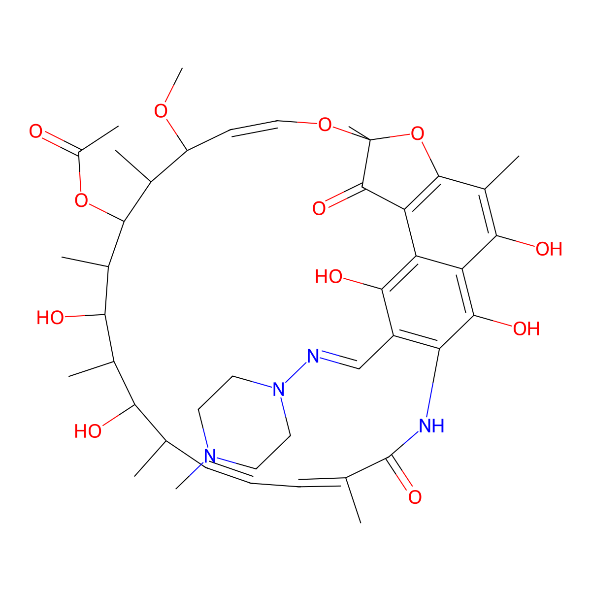 3-(((4-Methyl-1-piperazinyl)imino)-methyl)rifamycin molecular structure, CAS 845504-52-1