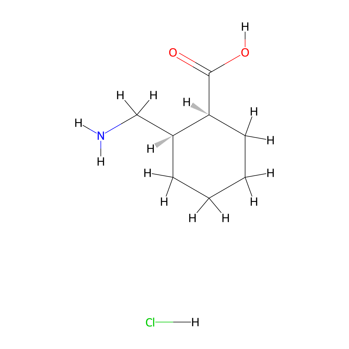 rac-(1R,2S)-2-(aminomethyl)cyclohexane-1-carboxylic acid hydrochloride molecular structure, CAS 845508-14-7