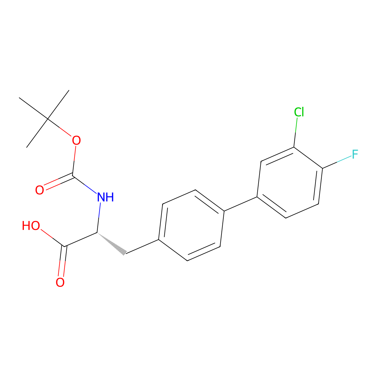 (2R)-tert-Butoxycarbonylamino-3-(3'-chloro-4'-fluoro-biphenyl-4-yl)-propionic acid molecular structure, CAS 845530-07-6