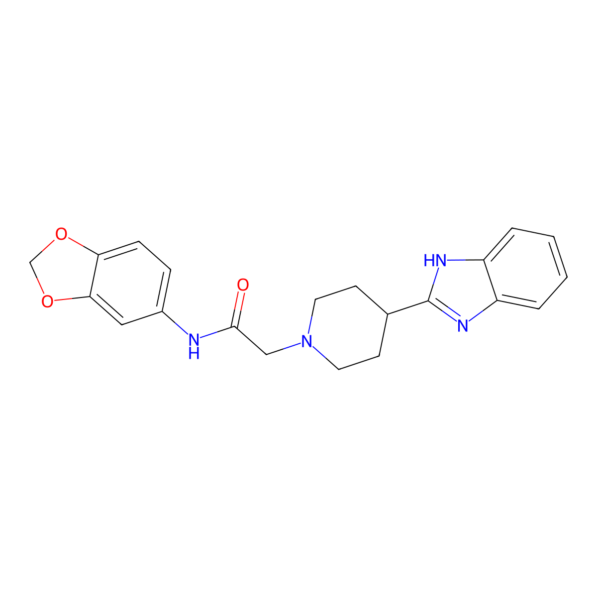 N-Benzo[1,3]dioxol-5-yl-2-[4-(1H-benzoimidazol-2-yl)-piperidin-1-yl]-acetamide molecular structure, CAS 845539-63-1