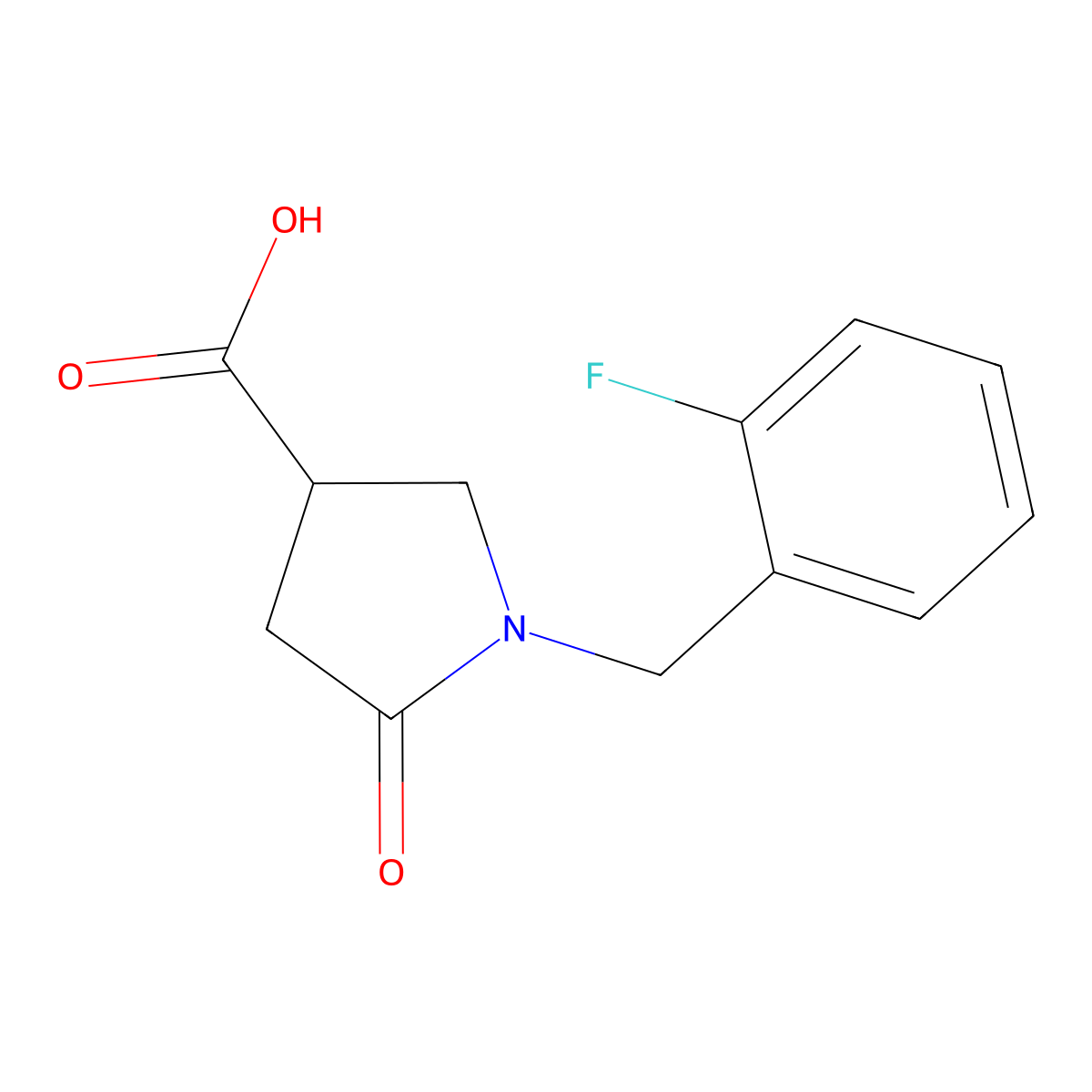 1-(2-Fluorobenzyl)-5-oxopyrrolidine-3-carboxylic acid molecular structure, CAS 845546-24-9