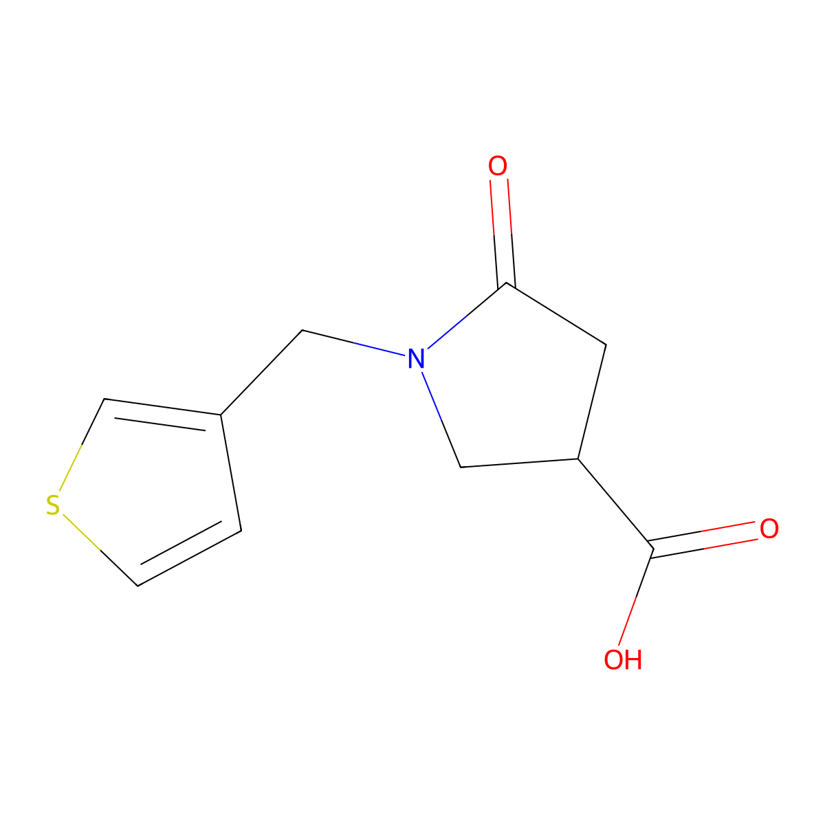 5-Oxo-1-(thien-3-ylmethyl)pyrrolidine-3-carboxylic acid molecular structure, CAS 845546-26-1
