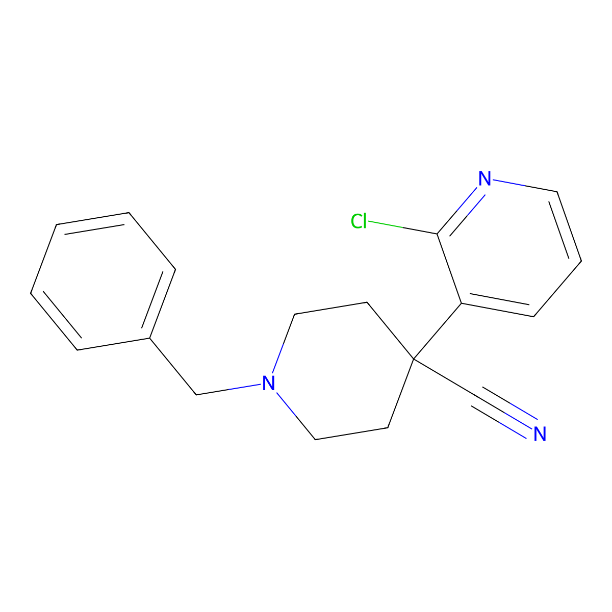 1-Benzyl-4-(2-chloropyridin-3-yl)piperidine-4-carbonitrile molecular structure, CAS 845552-77-4