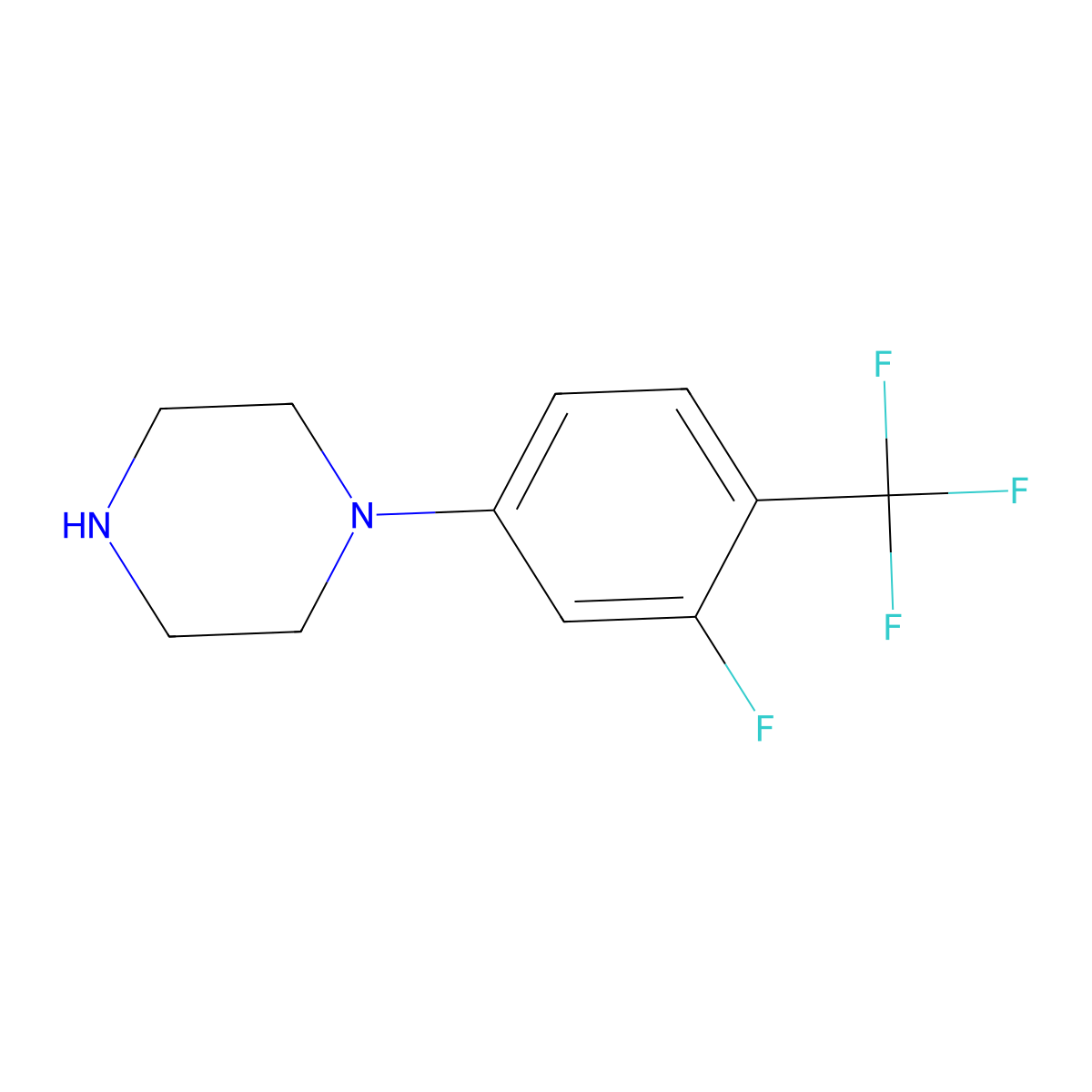 1-(3-Fluoro-4-trifluoromethyl-phenyl)-piperazine molecular structure, CAS 845616-09-3