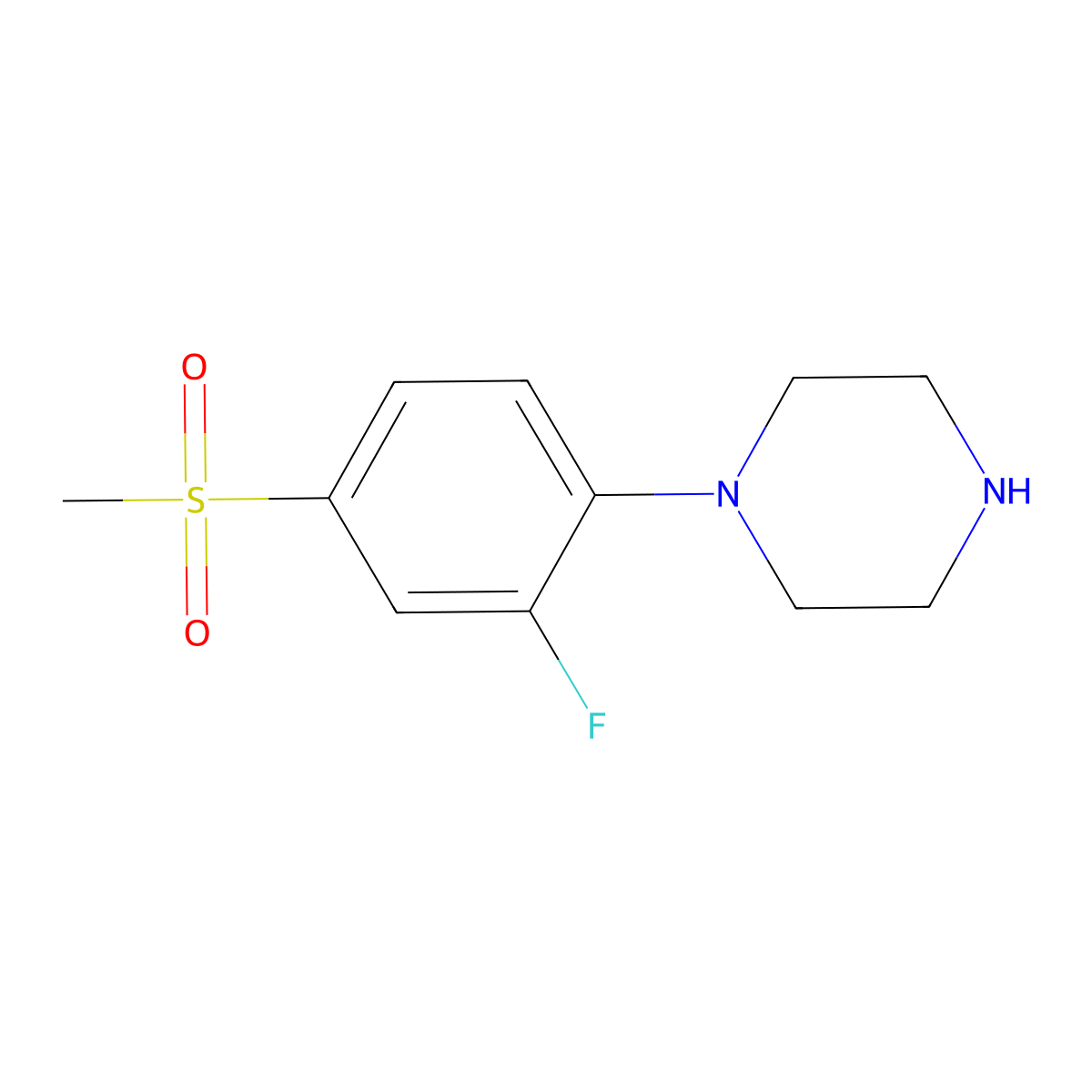 1-[2-Fluoro-4-(methylsulfonyl)phenyl]piperazine molecular structure, CAS 845616-10-6
