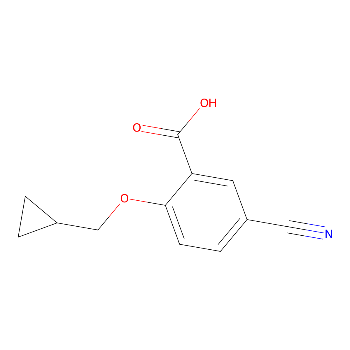 Benzoic acid, 5-cyano-2-(cyclopropylmethoxy)- molecular structure, CAS 845616-15-1