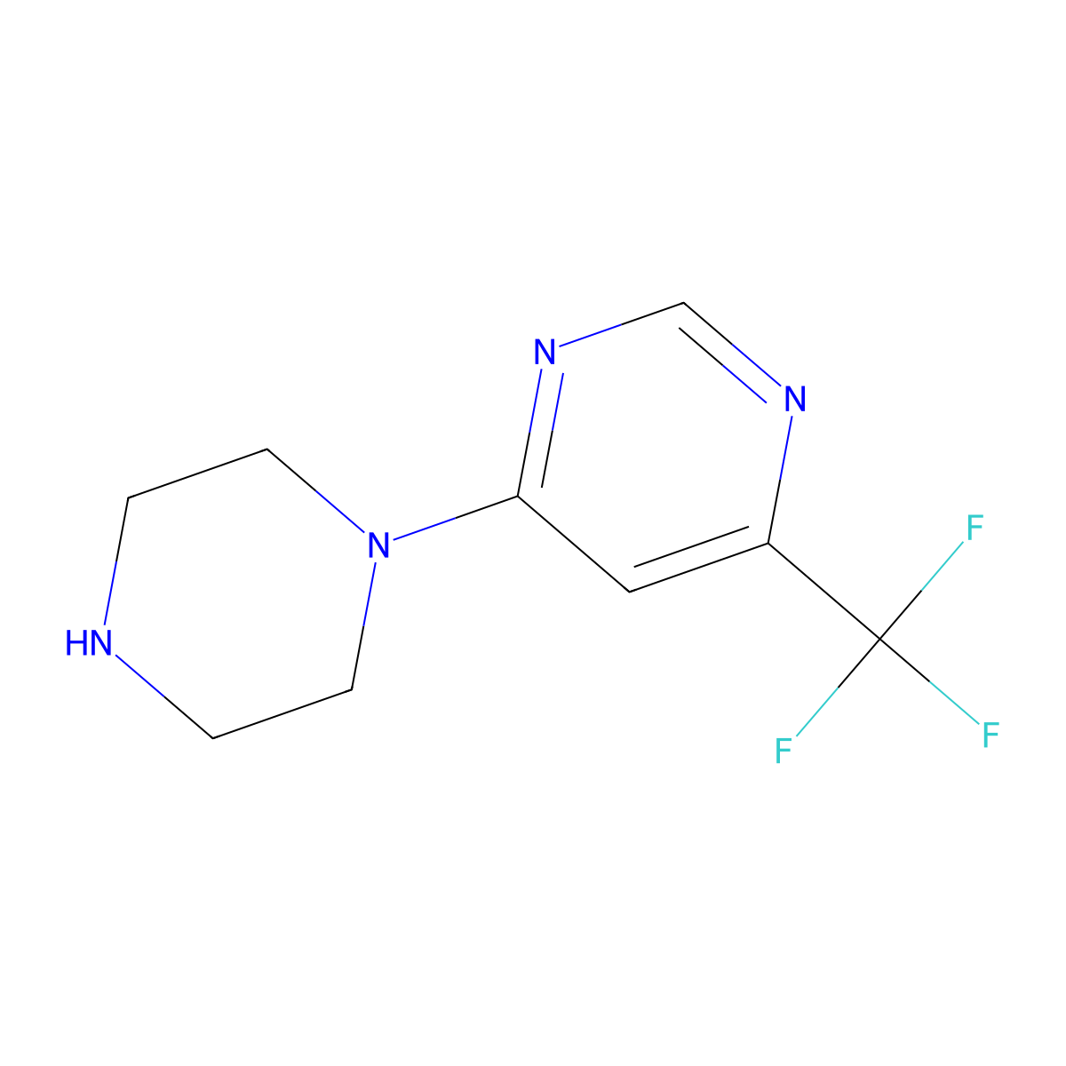 4-(Piperazin-1-yl)-6-(trifluoromethyl)pyrimidine molecular structure, CAS 845616-55-9