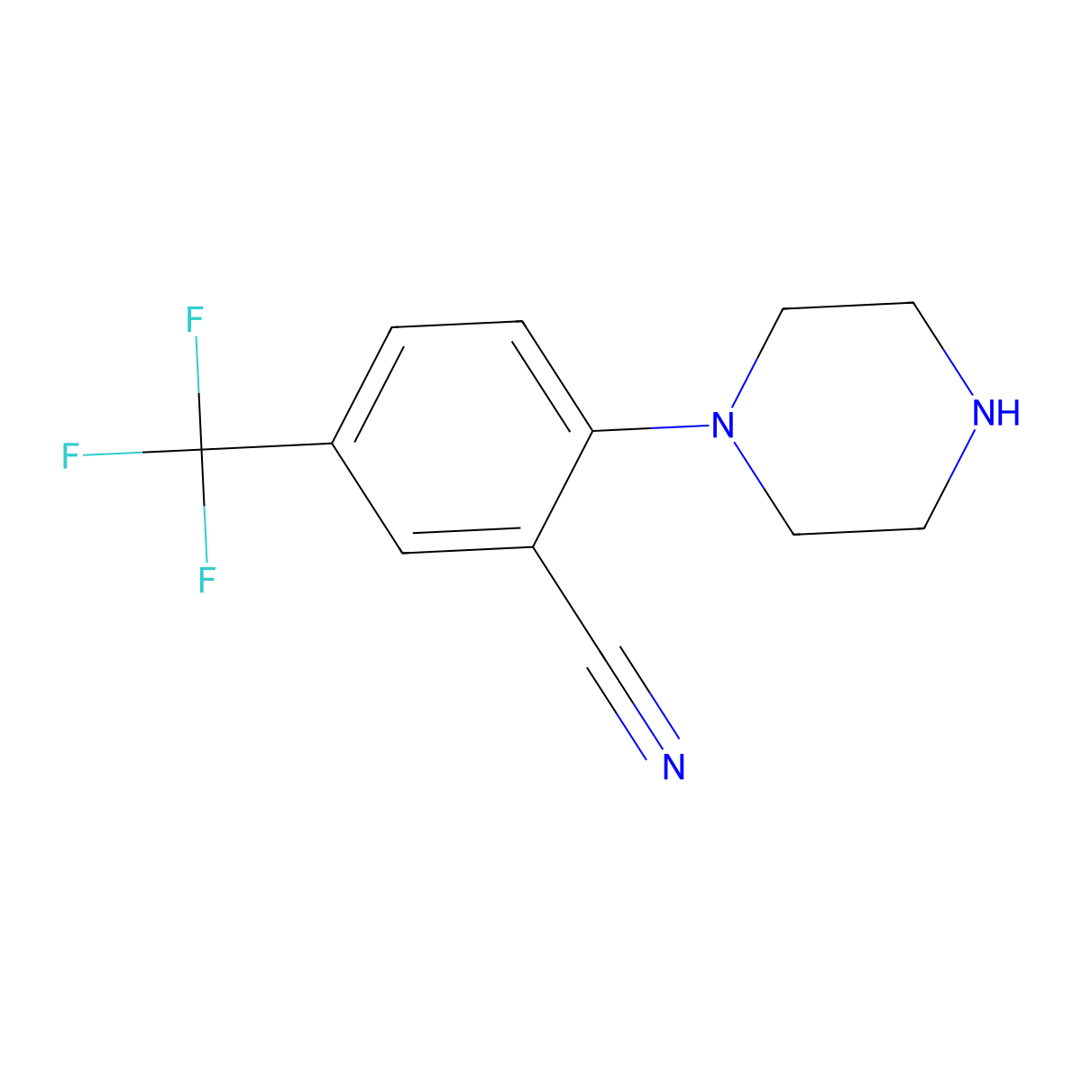 2-Piperazin-1-yl-5-trifluoromethyl-benzonitrile molecular structure, CAS 845616-61-7
