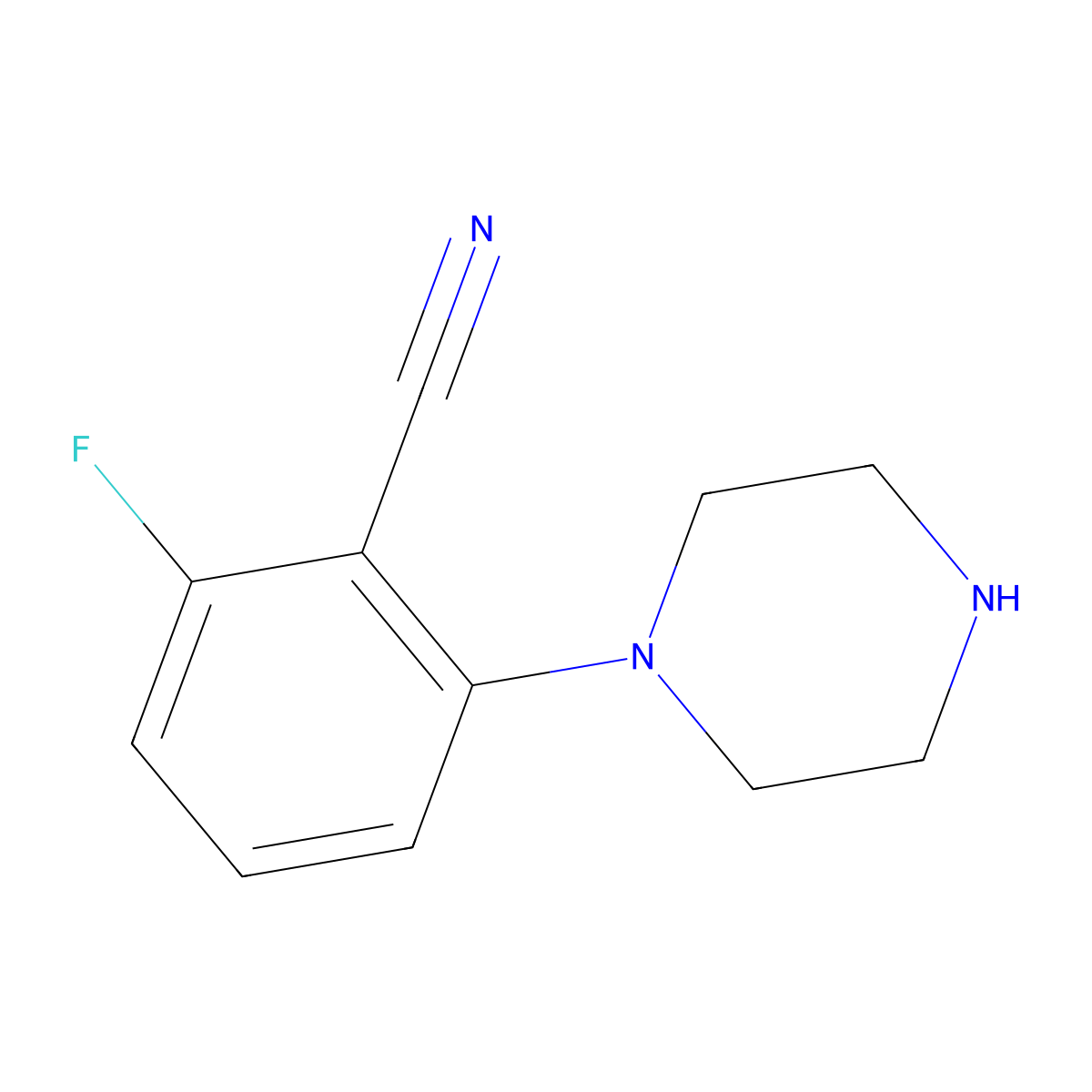 2-Fluoro-6-(piperazin-1-yl)benzonitrile molecular structure, CAS 845616-62-8
