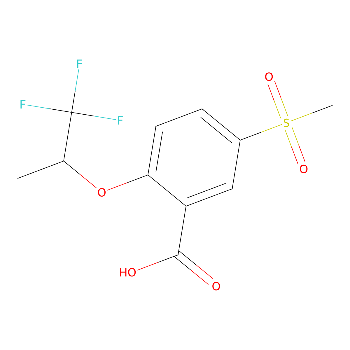 5-Methylsulfonyl-2-(2,2,2-trifluoro-1-methylethoxy)benzoic acid molecular structure, CAS 845616-73-1