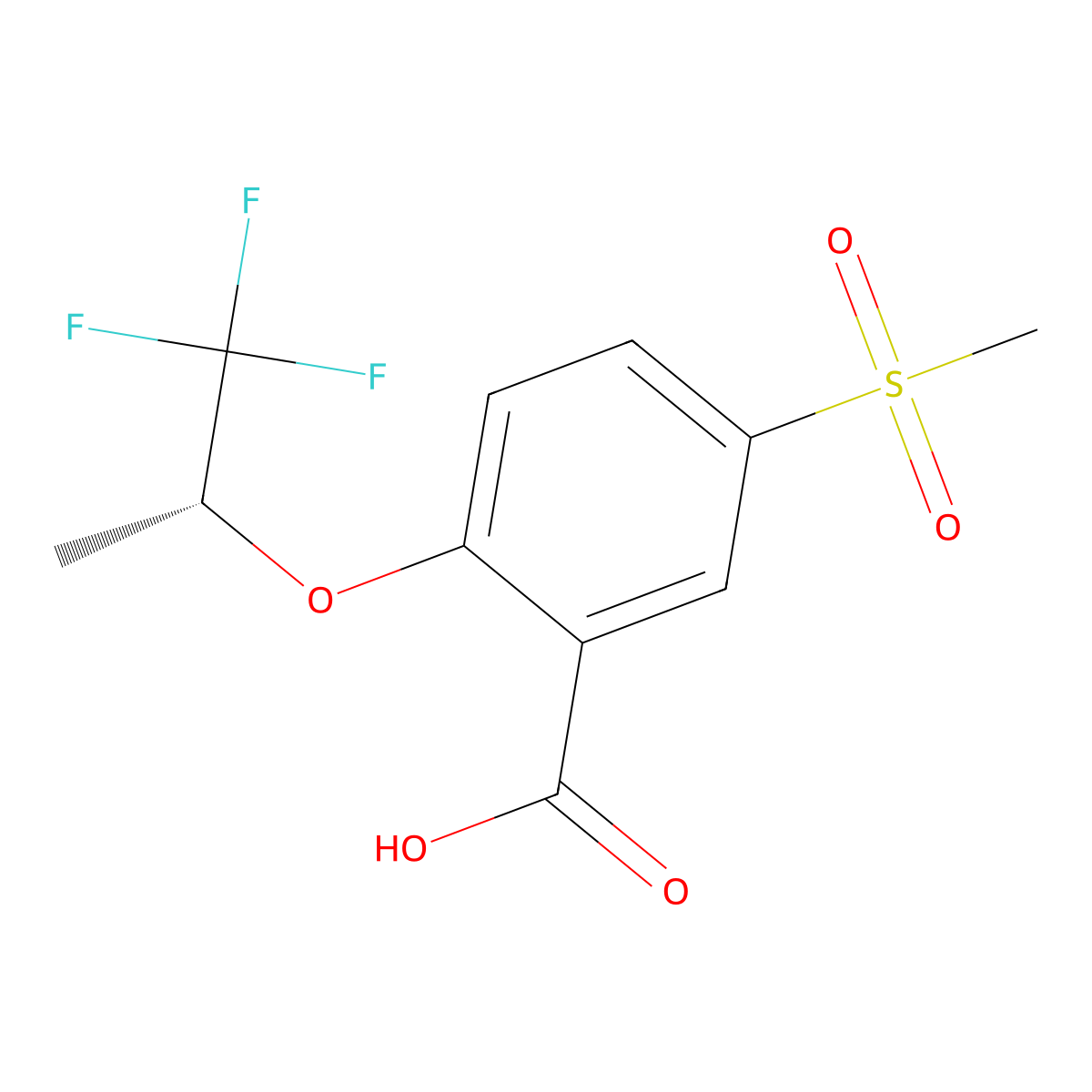 5-Methylsulfonyl-2-[((R)-2,2,2-trifluoro-1-methylethyl)oxy]benzoic acid molecular structure, CAS 845616-83-3