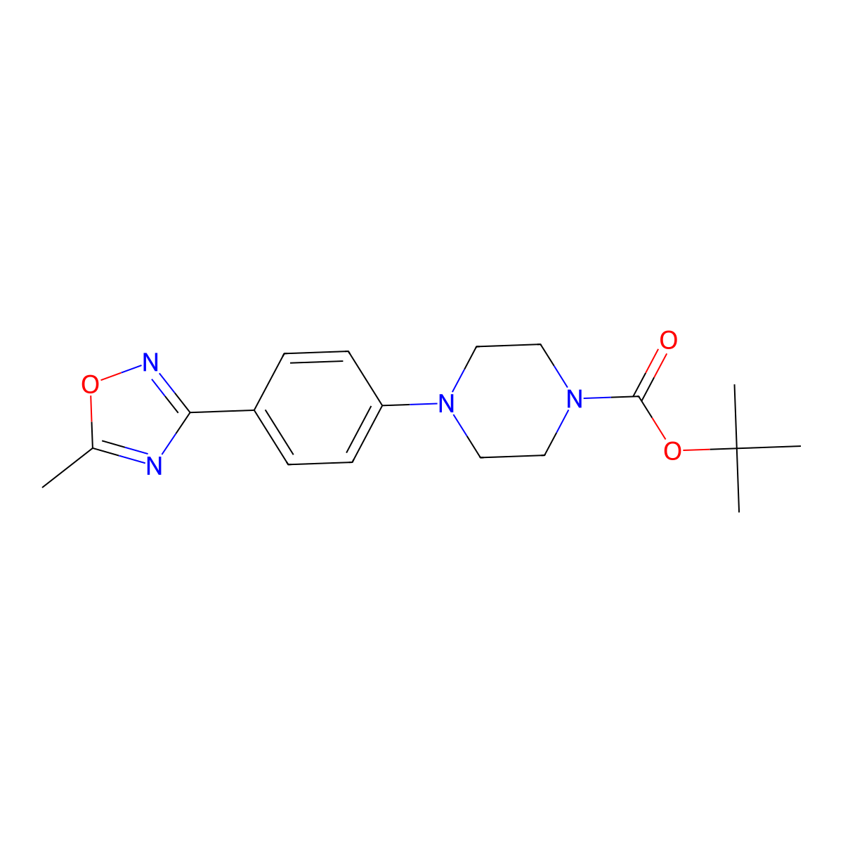 4-[4-(5-Methyl-[1,2,4]oxadiazol-3-yl)-phenyl]-piperazine-1-carboxylic acid tert-butyl ester molecular structure, CAS 845616-96-8