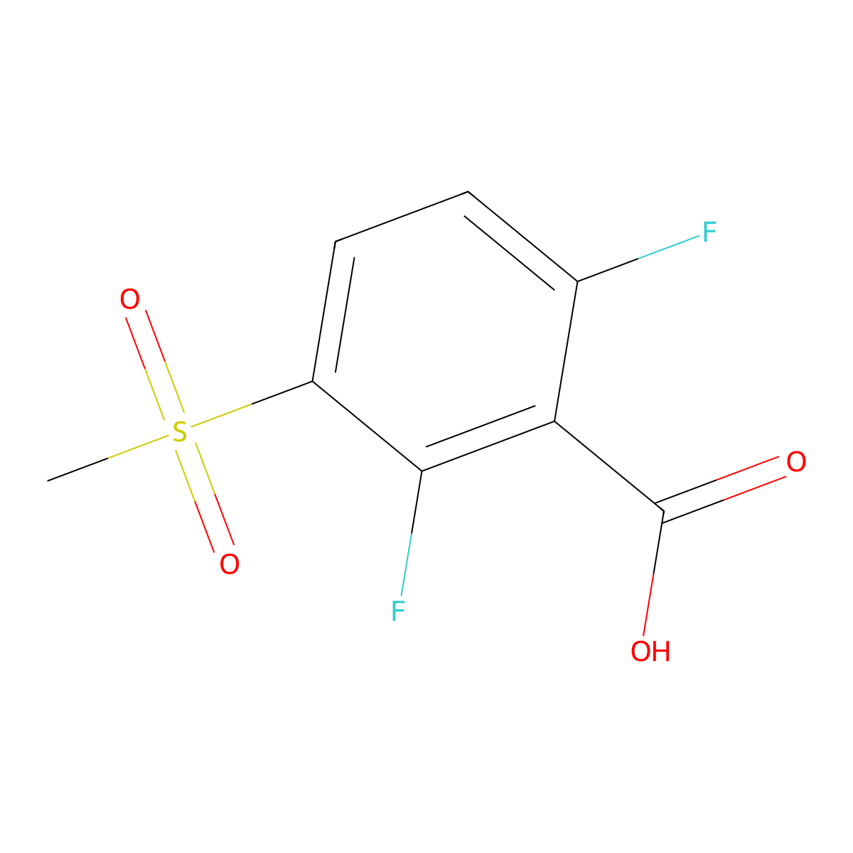 2,6-Difluoro-3-(methylsulfonyl)benzoic acid molecular structure, CAS 845617-17-6