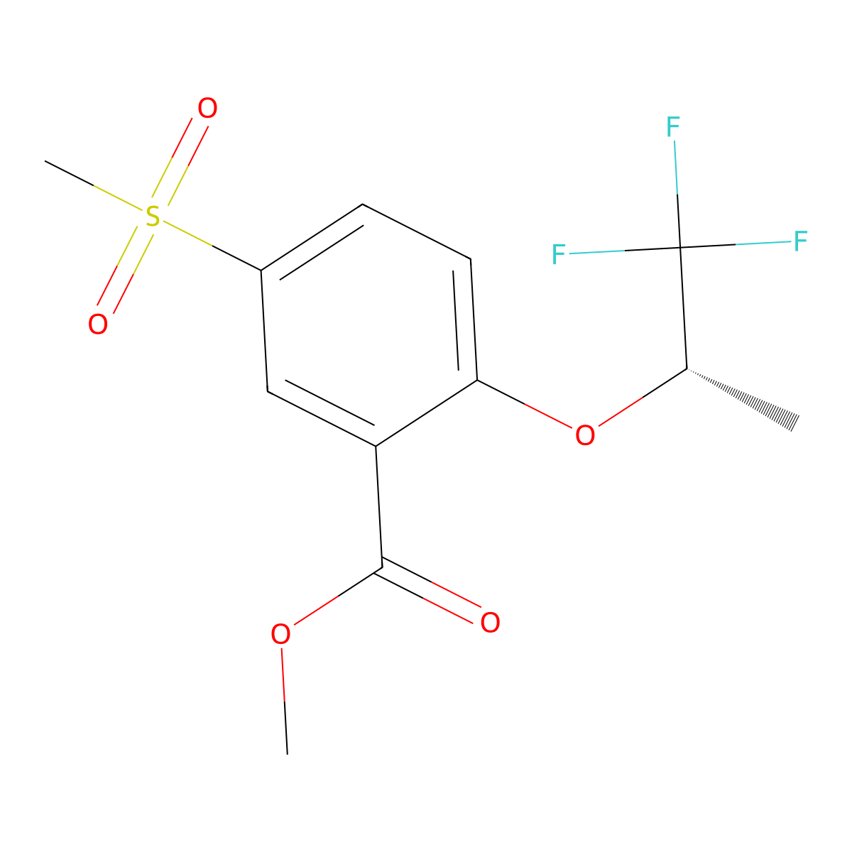 5-Methylsulfonyl-2-[((S)-2,2,2-trifluoro-1-methylethyl)oxy]benzoic acid methyl ester molecular structure, CAS 845617-20-1