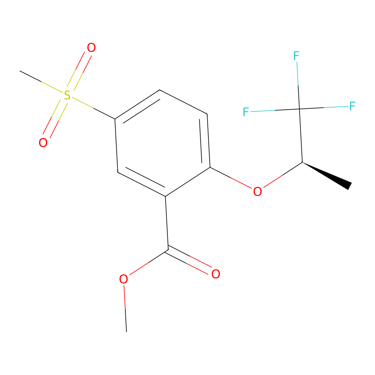 5-Methylsulfonyl-2-[((R)-2,2,2-trifluoro-1-methylethyl)oxy]benzoic acid methyl ester molecular structure, CAS 845617-21-2