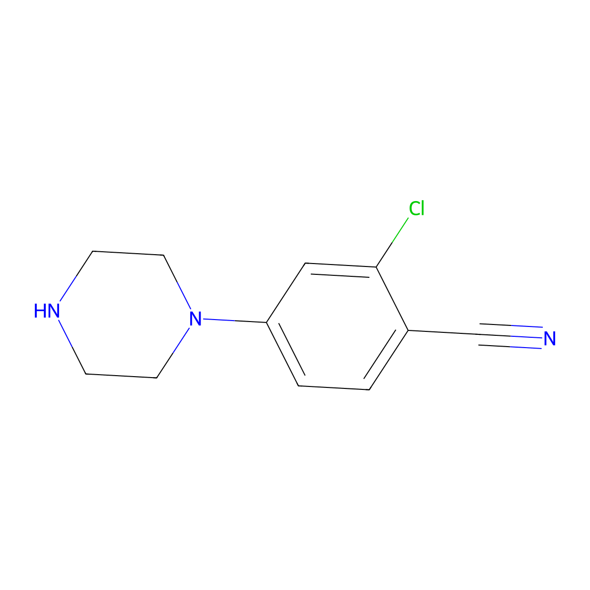 2-Chloro-4-(piperazin-1-yl)benzonitrile molecular structure, CAS 845617-22-3