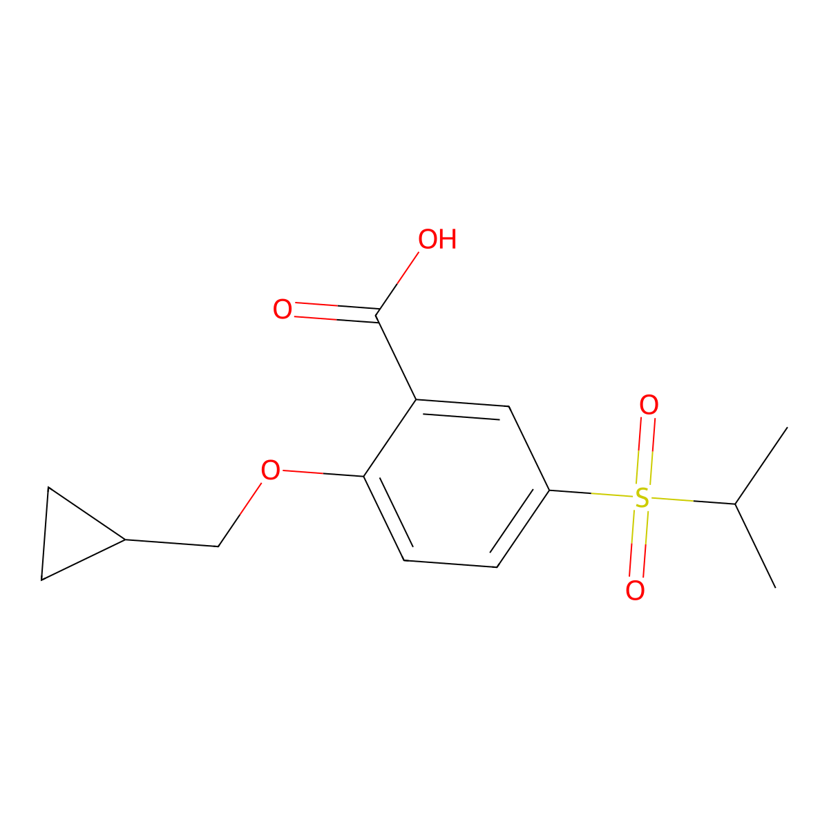 2-(Cyclopropylmethoxy)-5-(isopropylsulfonyl)benzoic acid molecular structure, CAS 845617-56-3