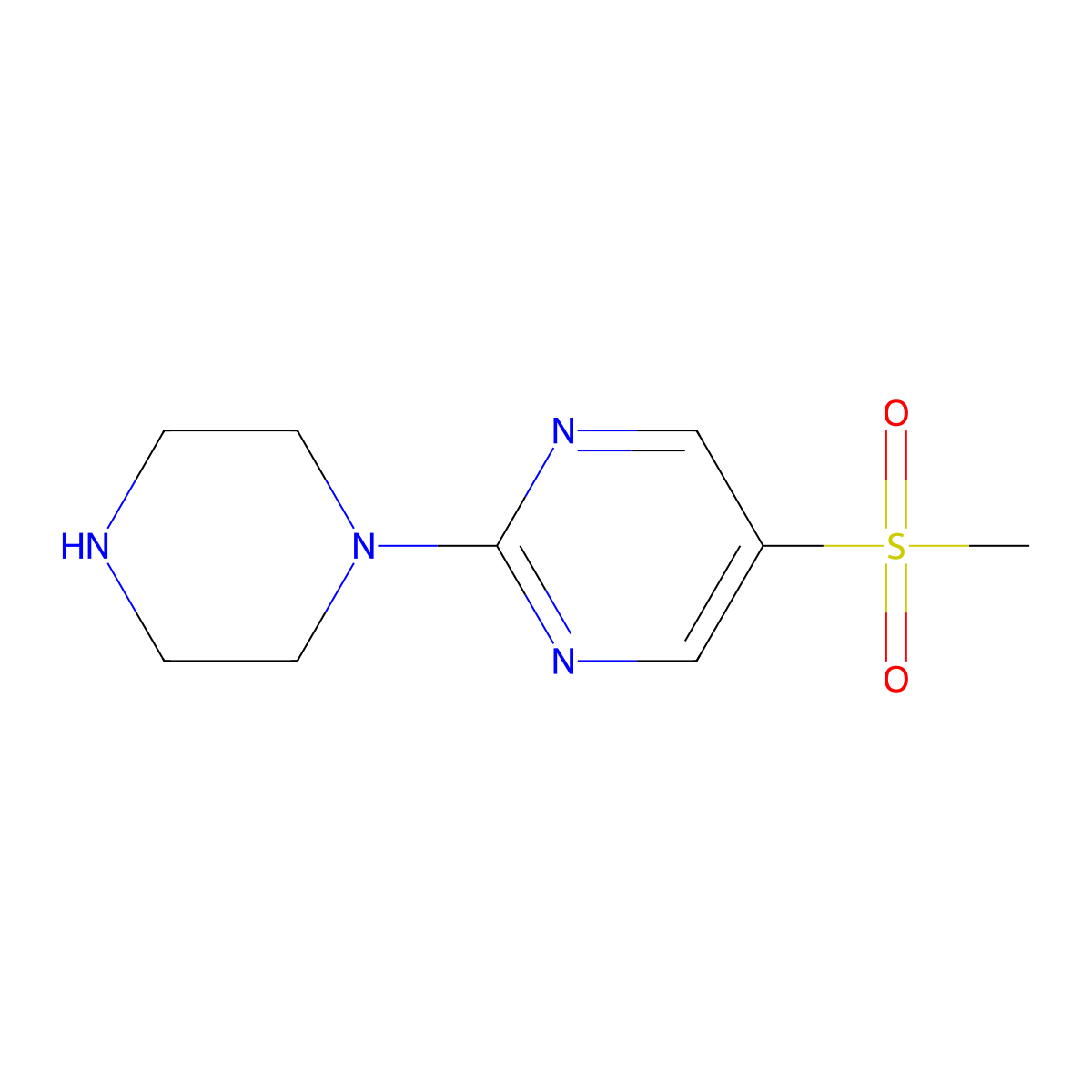5-(Methylsulfonyl)-2-(piperazin-1-yl)pyrimidine molecular structure, CAS 845618-02-2