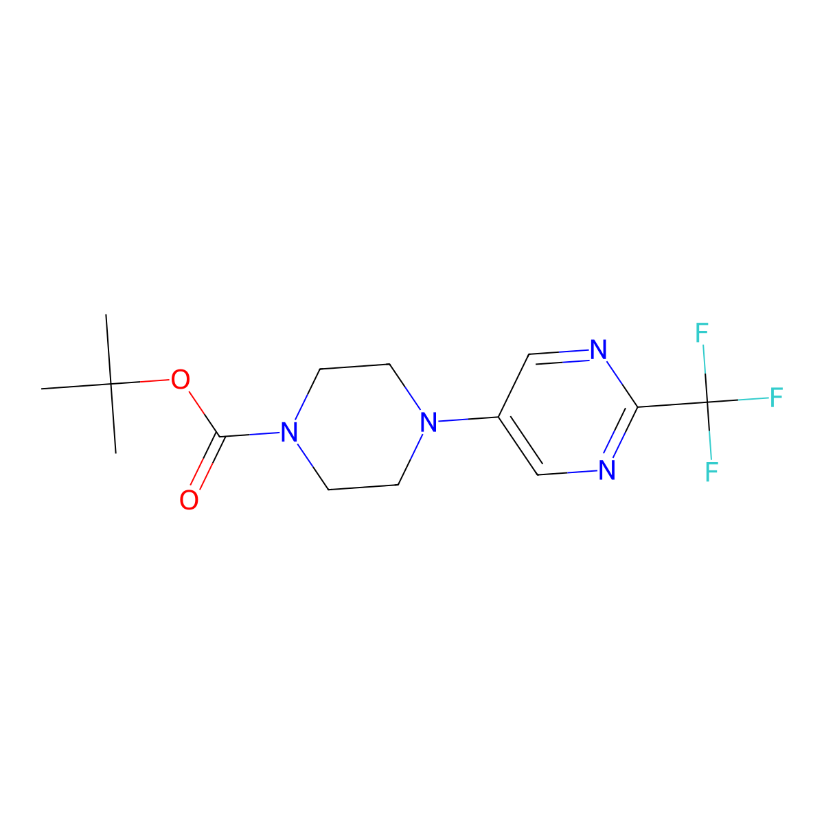Tert-butyl 4-[2-(trifluoromethyl)pyrimidin-5-yl]piperazine-1-carboxylate molecular structure, CAS 845618-09-9