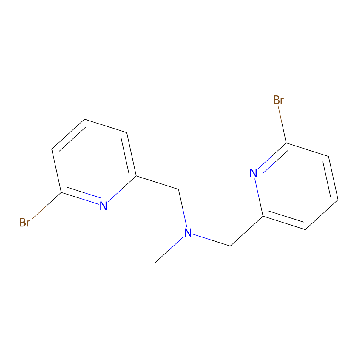 Bis-(6-bromo-pyridin-2-ylmethyl)-methyl-amine molecular structure, CAS 845621-72-9