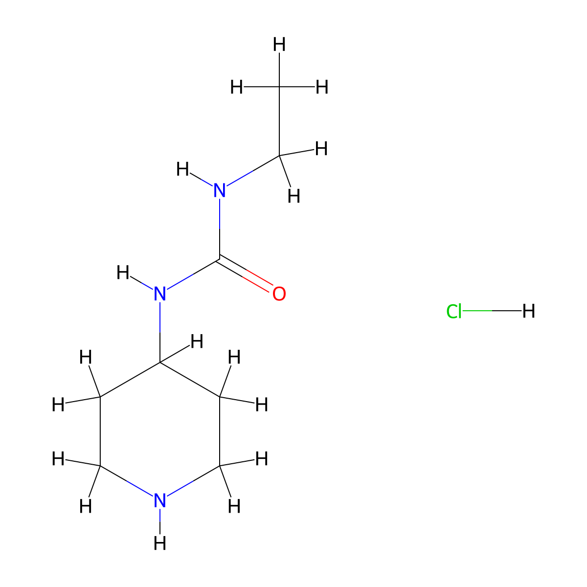 1-Ethyl-3-(piperidin-4-yl)urea hydrochloride molecular structure, CAS 845626-17-7