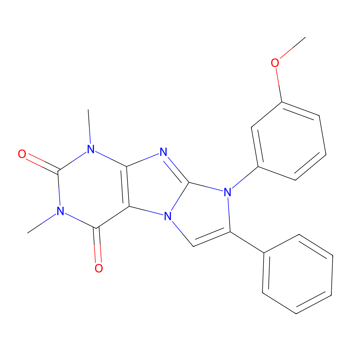 8-(3-methoxyphenyl)-1,3-dimethyl-7-phenyl-1H-imidazo[2,1-f]purine-2,4(3H,8H)-dione molecular structure, CAS 845626-83-7