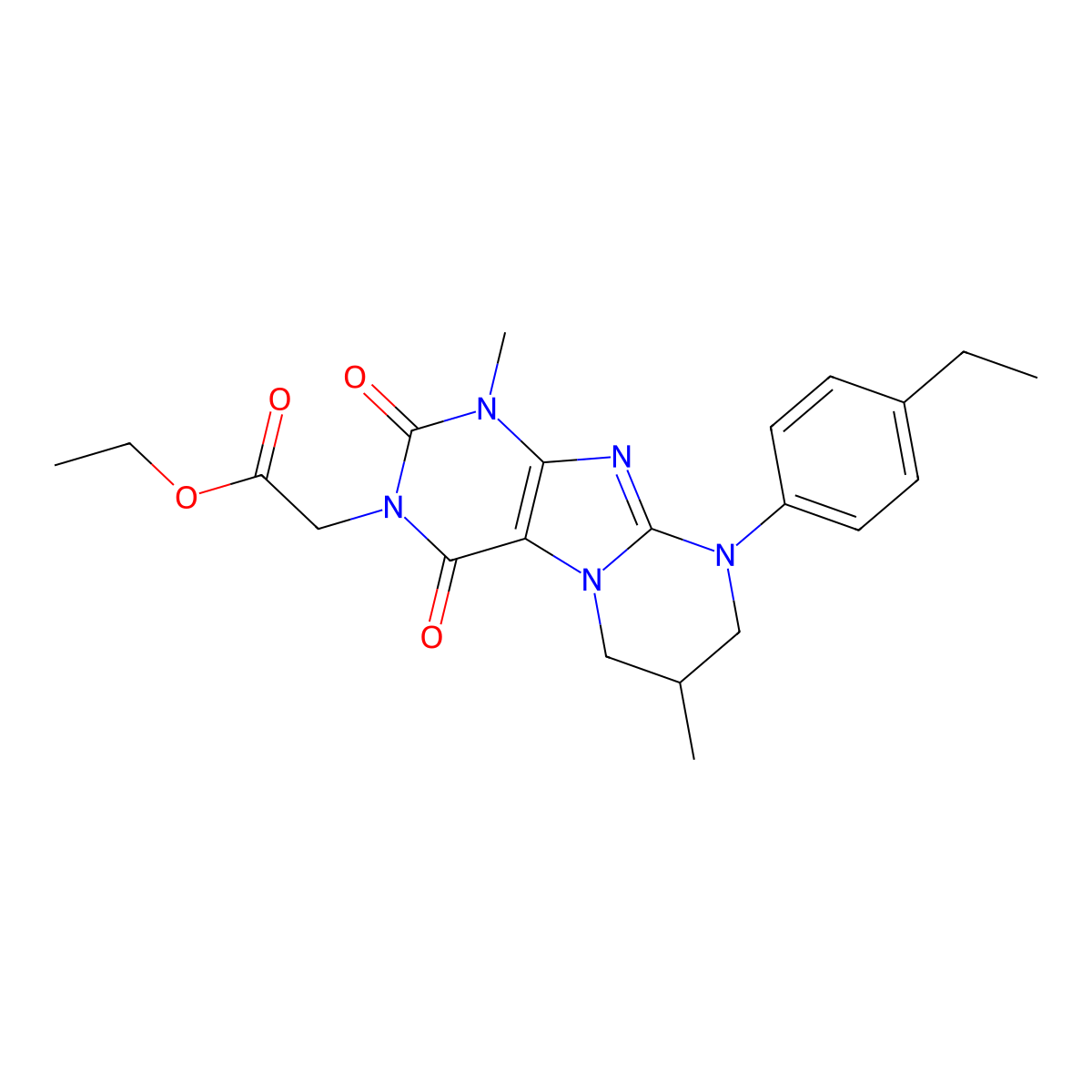ethyl 2-[9-(4-ethylphenyl)-1,7-dimethyl-2,4-dioxo-7,8-dihydro-6H-purino[7,8-a]pyrimidin-3-yl]acetate molecular structure, CAS 845627-57-8