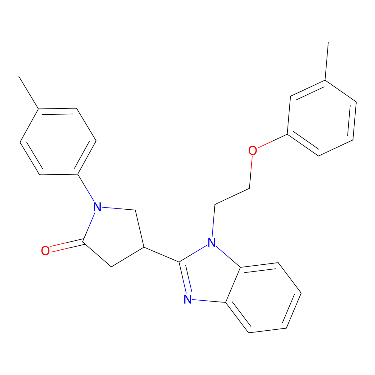 1-(p-tolyl)-4-(1-(2-(m-tolyloxy)ethyl)-1H-benzo[d]imidazol-2-yl)pyrrolidin-2-one molecular structure, CAS 845627-67-0