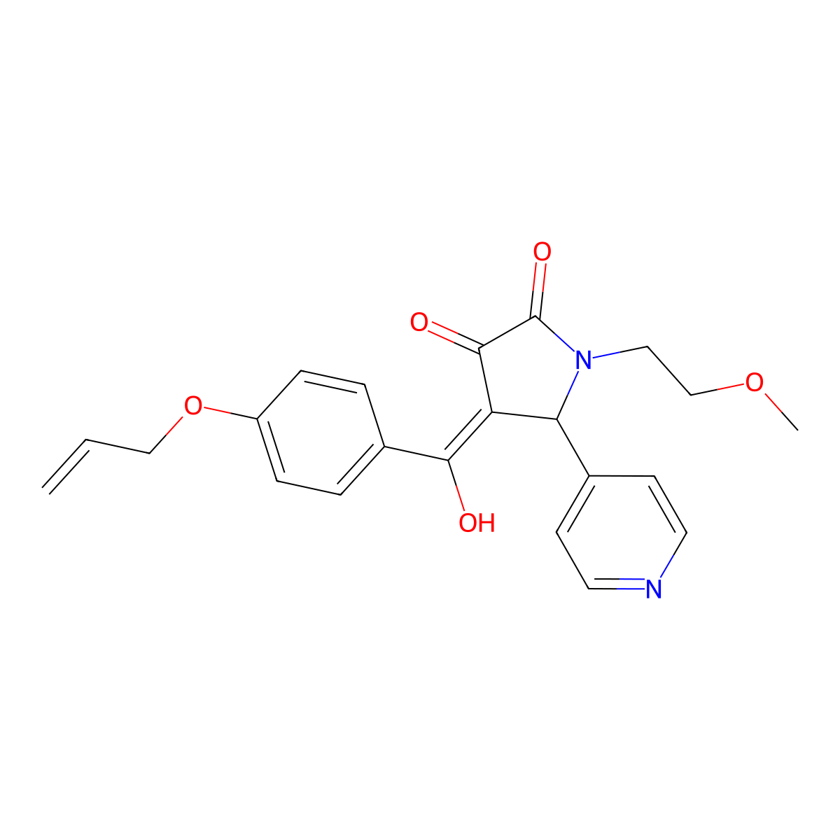 3-hydroxy-1-(2-methoxyethyl)-4-[4-(prop-2-en-1-yloxy)benzoyl]-5-(pyridin-4-yl)-2,5-dihydro-1H-pyrrol-2-one molecular structure, CAS 845627-86-3