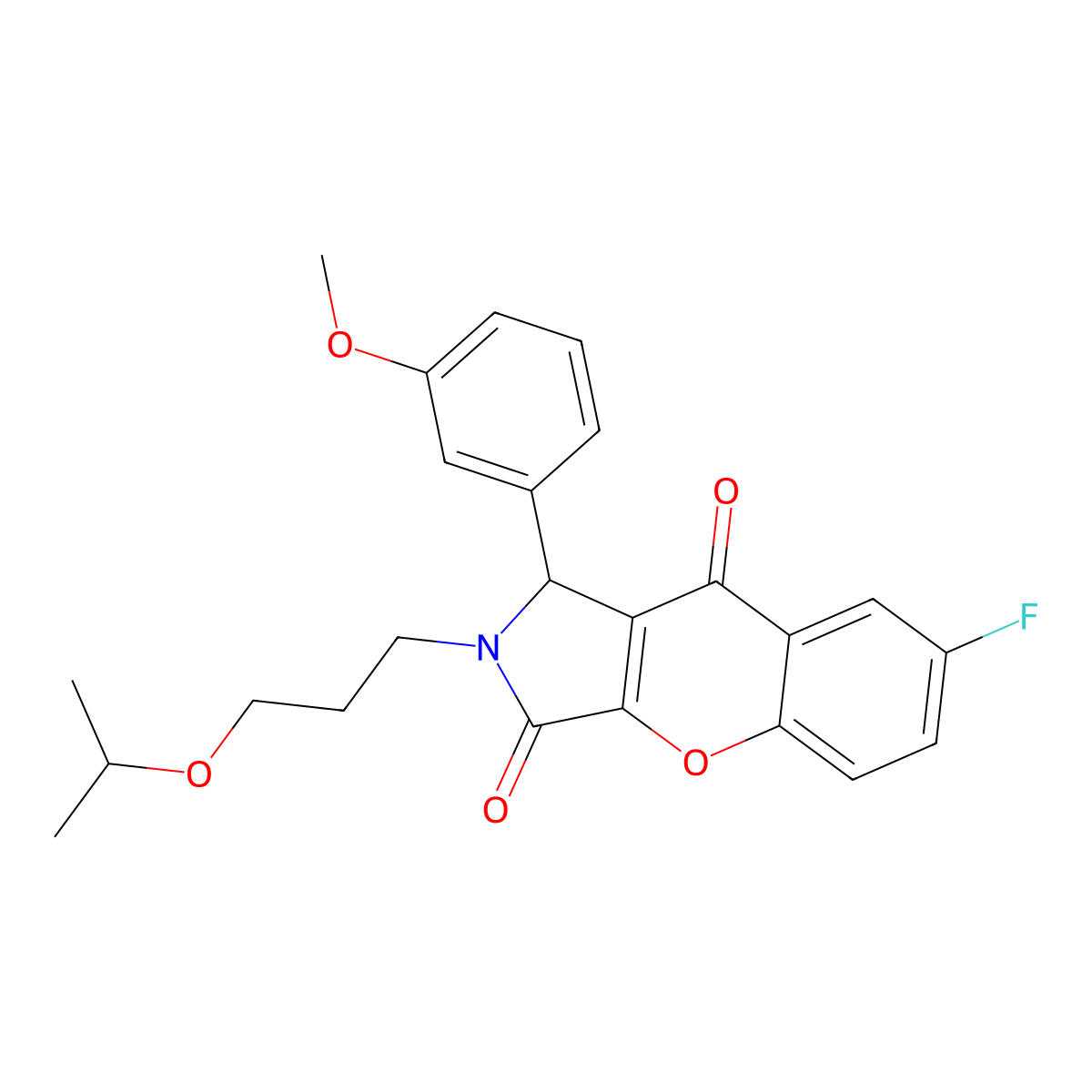 7-Fluoro-2-(3-isopropoxypropyl)-1-(3-methoxyphenyl)-1,2-dihydrochromeno[2,3-c]pyrrole-3,9-dione molecular structure, CAS 845628-04-8