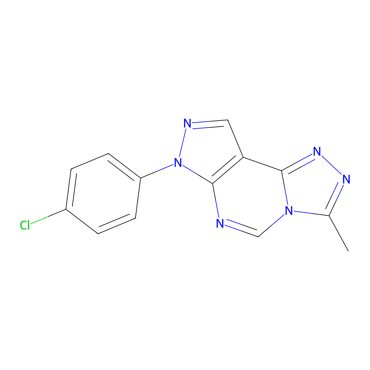 7-(4-chlorophenyl)-3-methyl-7H-pyrazolo[4,3-e][1,2,4]triazolo[4,3-c]pyrimidine molecular structure, CAS 845628-10-6